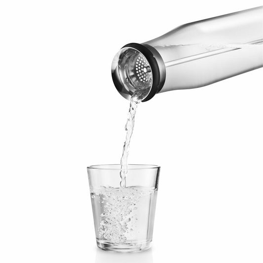 Eva Solo MyFlavour Karaffe, Wasserkaraffe, Glaskaraffe, Borrosilikat-Glas/Edelstahl/Silikon, Transparent, 1 L, 567483