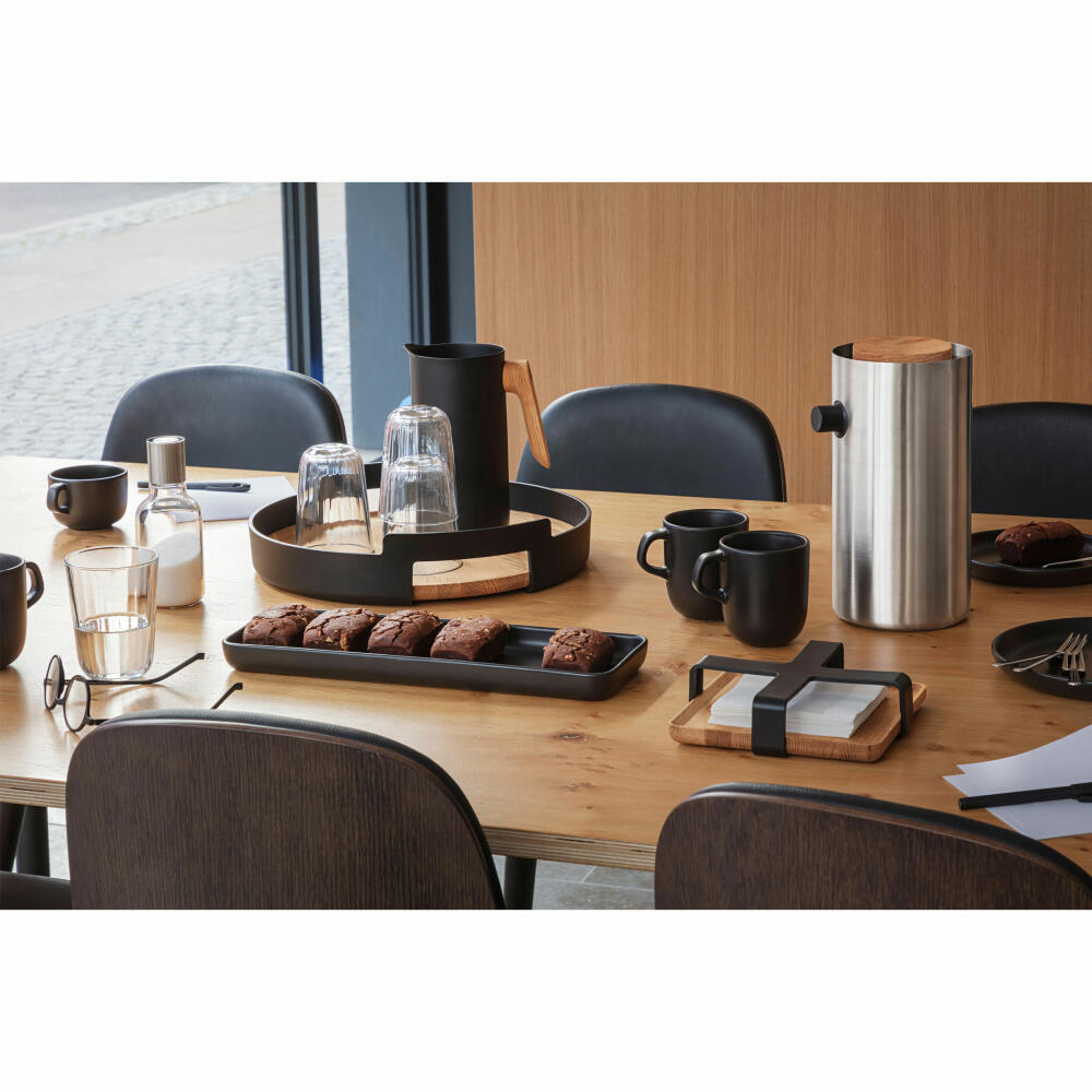 Eva Solo Nordic kitchen Pumpthermokanne, Thermokanne, Kaffeekanne, Teekanne, Edelstahl / Geöltem Eichenholz / Kunststoff, Steel, 1.8 L, 502903