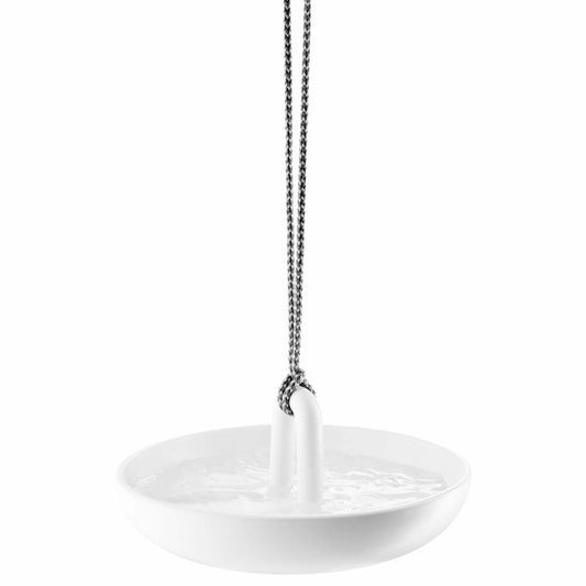 Eva Solo Hängendes Vogelbad, Vogeltränke, Wasserbad, Keramik/Nylonschnur, Weiß, Ø 25 cm, 571007