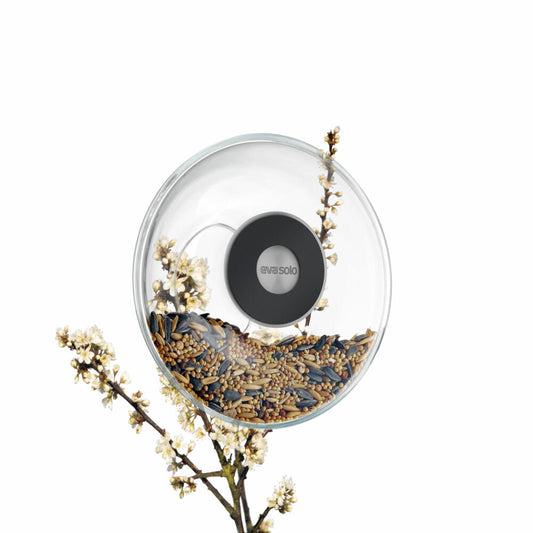Eva Solo Fensterfutterkugel, Vogelfutterhaus, Futterhaus, Gummi/Glas/Edelstahl, Transparent, Ø 14.5 cm, 571048