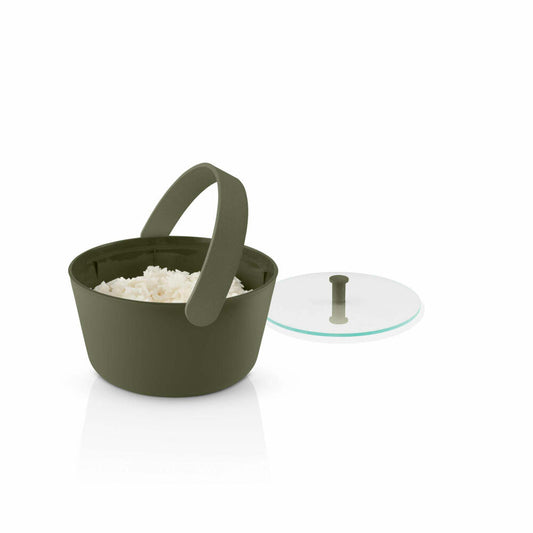 Eva Solo Mikrowellen-Reiskocher Green Tool, Dämpfer, Dampfkocher, Reiskocher, Glas, Kunststoff, Dunkelgrün, 1.7 L, 531431