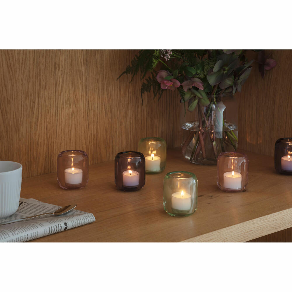 Eva Solo Acorn Glaskerzenhalter 2er-Set, Windlicht, Teelichthalter, Glas, Rose, 8 cm, 571377