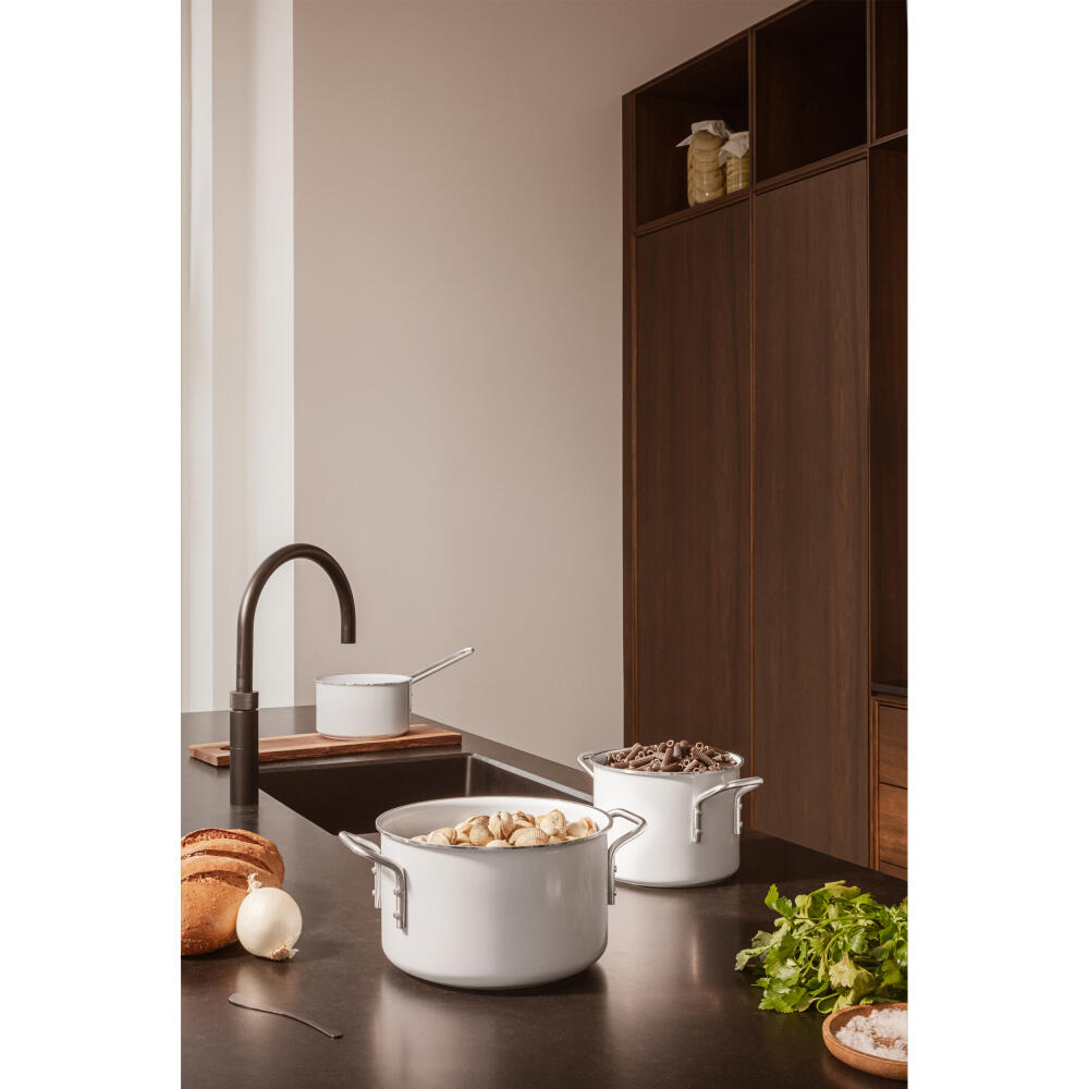 Eva Trio White Line Kasserolle, Kochtopf, Induktionsgeeignet, Aluminium, Edelstahl, Keramik Beschichtung, White, 1.8 L, 266618