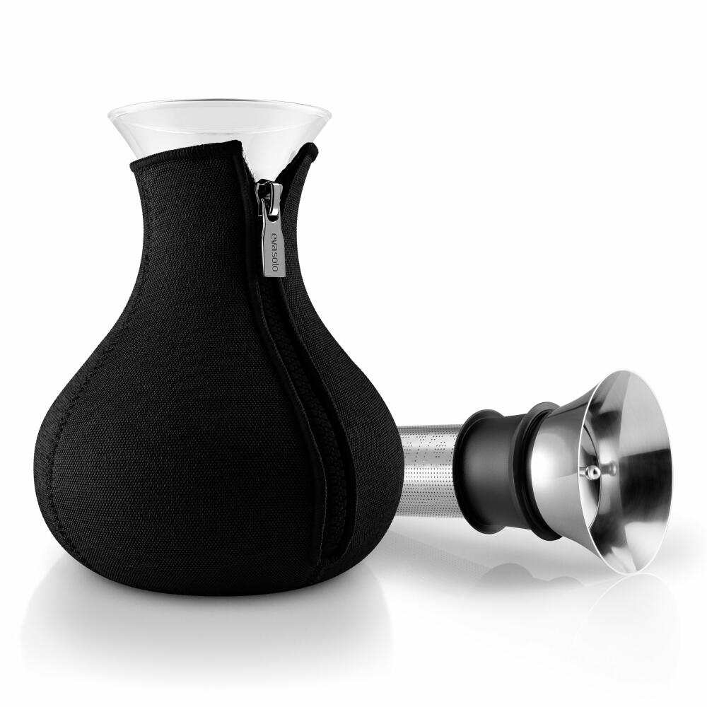 Eva Solo Teezubereiter, Teekanne, Tee, Zubereitung, Teepot, Genießen, Glas/ Silikon/ Edelstahl/ Neopren, Schwarz, 1 L, 567487