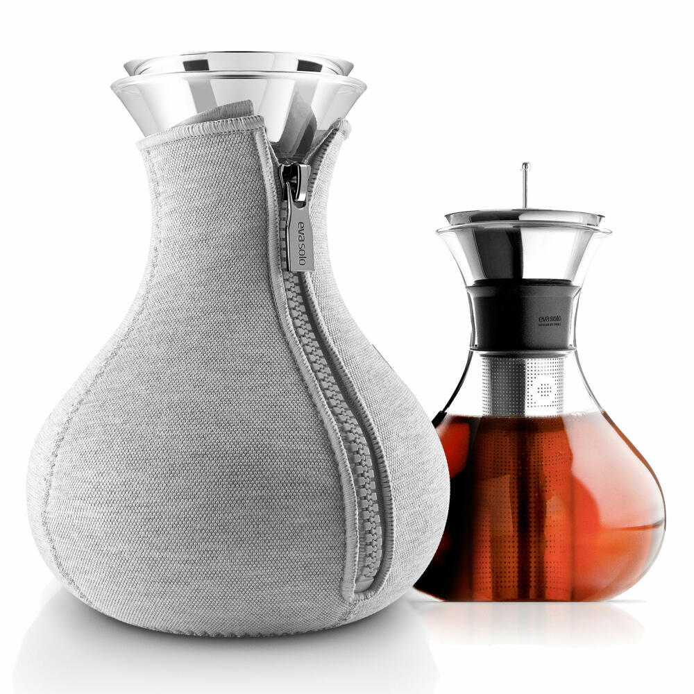 Eva Solo Teezubereiter, Teekanne, Tee, Zubereitung, Teepot, Genießen, Glas/Silikon/Edelstahl/Neopren, Hellgrau, 1 L, 567488