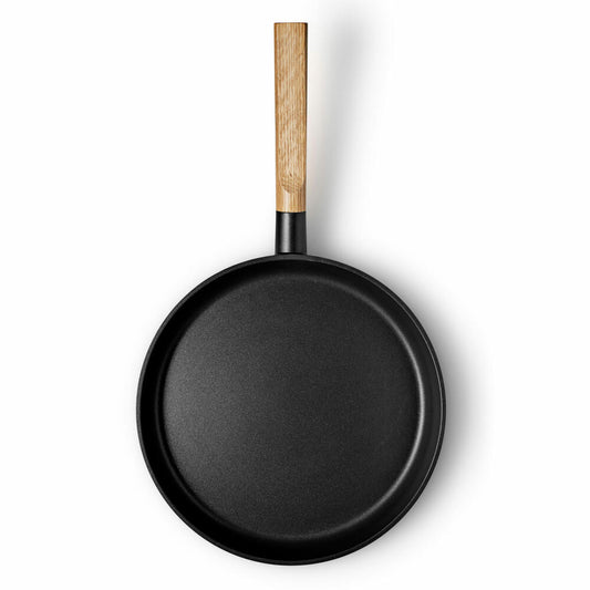 Eva Solo Nordic kitchen Bratpfanne, Pfanne, Schmorpfanne, Gemüsepfanne, Steakfpanne, Fischpfanne, Kochen, Schwarz, Eiche/Aluminium, Ø 28 cm, 280328