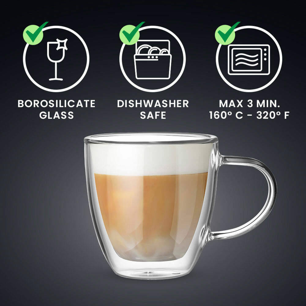 Bialetti Glasbecherset Capri, 2er Set, Doppelwandig, Kaffeetasse, Becher, Tasse, 160 ml, DBW010