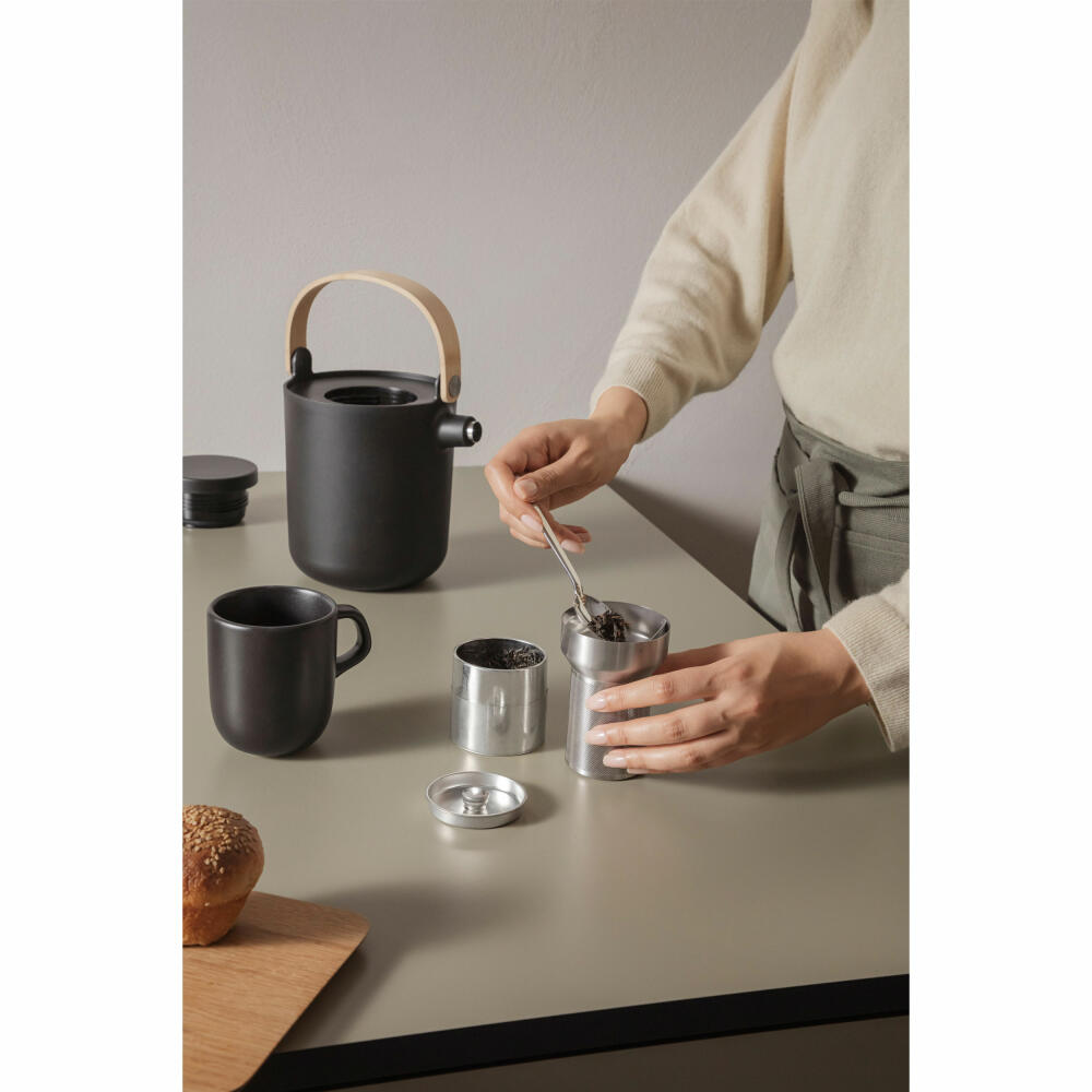 Eva Solo Tee-Thermokanne Nordic Kitchen, Isolierkanne, Edelstahl, Kunststoff, Sand, 1 L, 520440