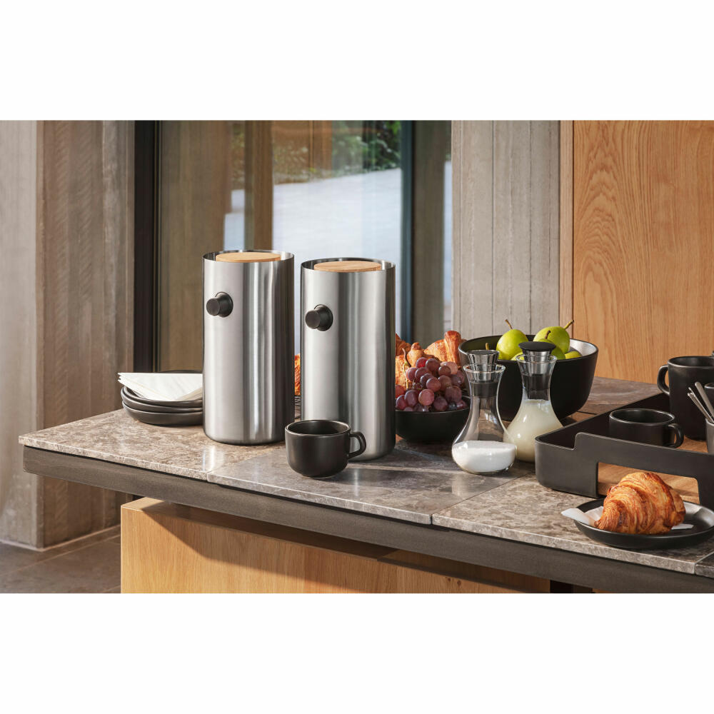 Eva Solo Nordic kitchen Pumpthermokanne, Thermokanne, Kaffeekanne, Teekanne, Edelstahl / Geöltem Eichenholz / Kunststoff, Steel, 1.8 L, 502903