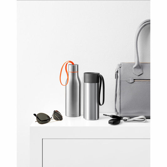 Eva Solo To Go Cup, ToGo Becher, Kaffeebecher, Teebecher, Unterwegs, Edelstahl/ Kunststoff/ Silikon, Grau, 0.35 L, 567461