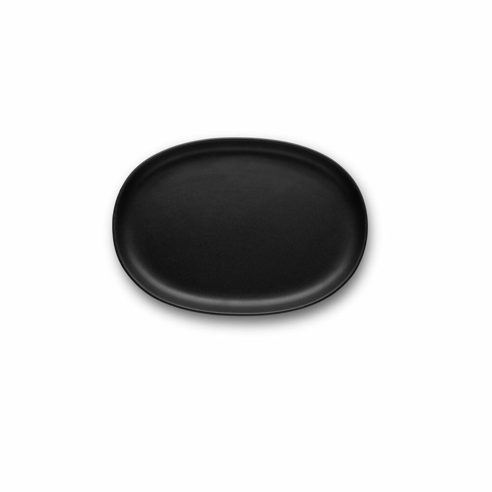 Eva Solo Nordic kitchen Teller Oval, Speiseteller, Servierteller, Servierplatte, Steinzeug, Black / Schwarz, 26 cm, 512701