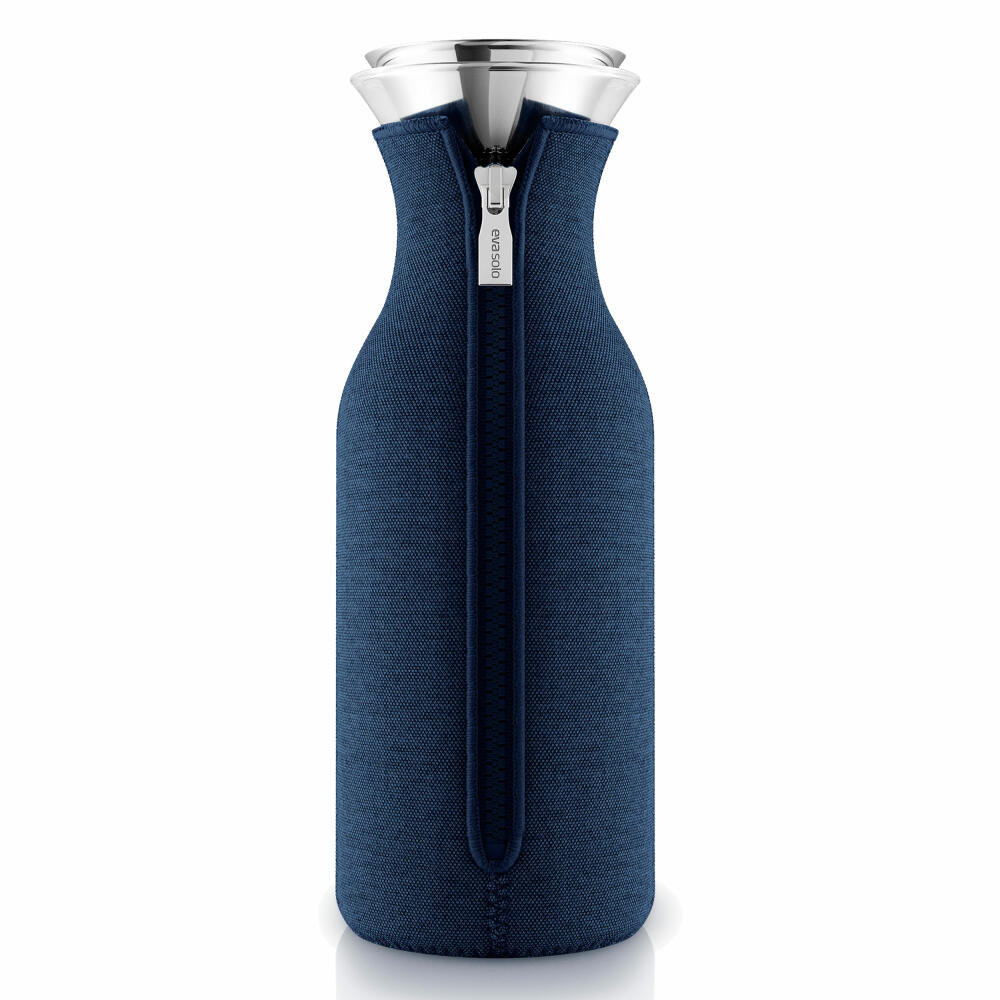 Eva Solo Kühlschrankkaraffe, Wasserkaraffe, Karaffe, Servieren, Trinken, Borrosilikat-Glas/Edelstahl/Silikon, Navy Blau, 1 L, 567976