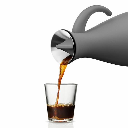 Eva Solo Isolierkanne, Kaffeekanne, Thermokanne, Teekanne, Glas/Kunststoff/Edelstahl, Matt Grau, 1 L, 502803