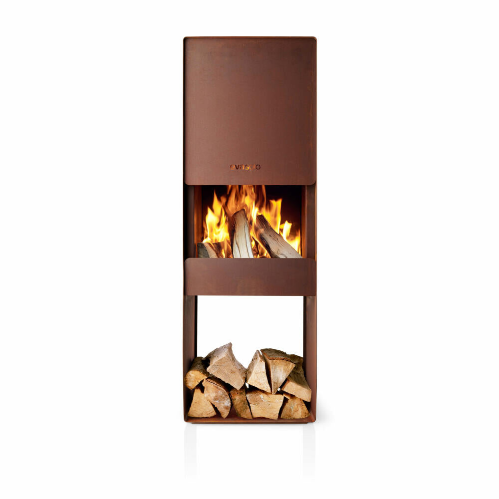 Eva Solo Firebox Gartenkamin, Feuerstelle, Outdoor Kamin, Cortenstahl, Rostbraun, H 125 cm, 571137