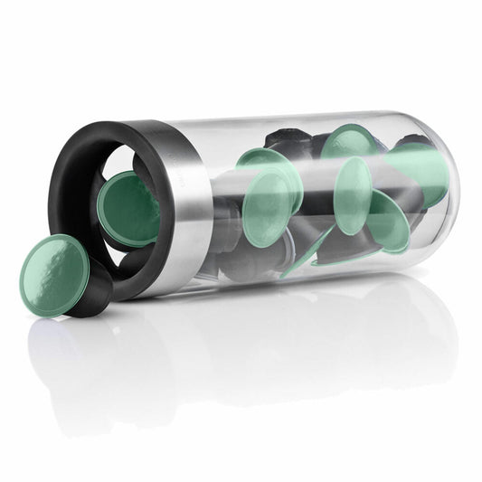 Eva Solo Kaffeekapsel Spender, Kapselhalter, Kapsel, Halter, Kapselständer, Edelstahl/Glas/Silikon, Transparent, Ø 8 cm, 501101