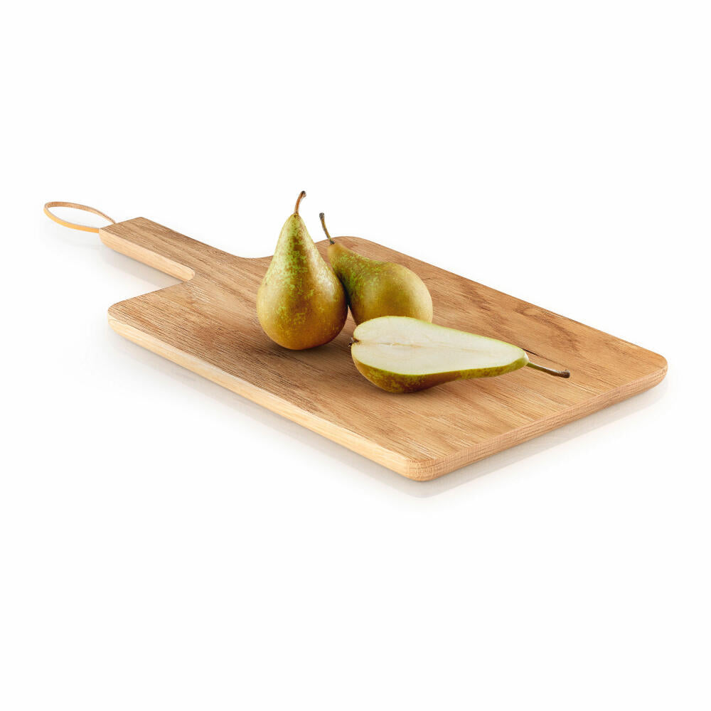 Eva Solo Nordic kitchen Holzschneidebrett, Schneidbrett, Küchenbrett, Tranchierbrett, Schneideunterlage, Eiche/Leder, 32x24 cm, 520412