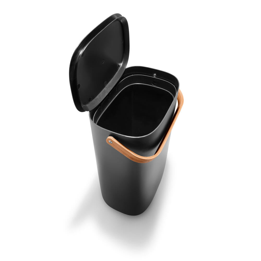 Eva Solo waste sorting container Reflect, trash can, plastic, bamboo, black, 33 L, 537779