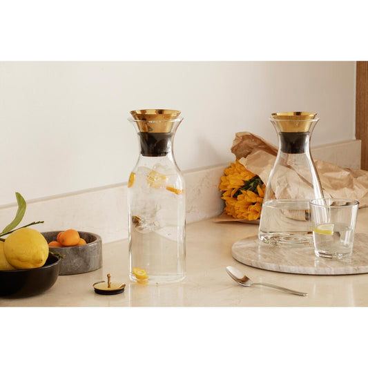 Eva Solo Tropffreie Karaffe, Borosilikatglas, PVD-beschichteter Edelstahl, Silikon, Brass, 1 L, 568060