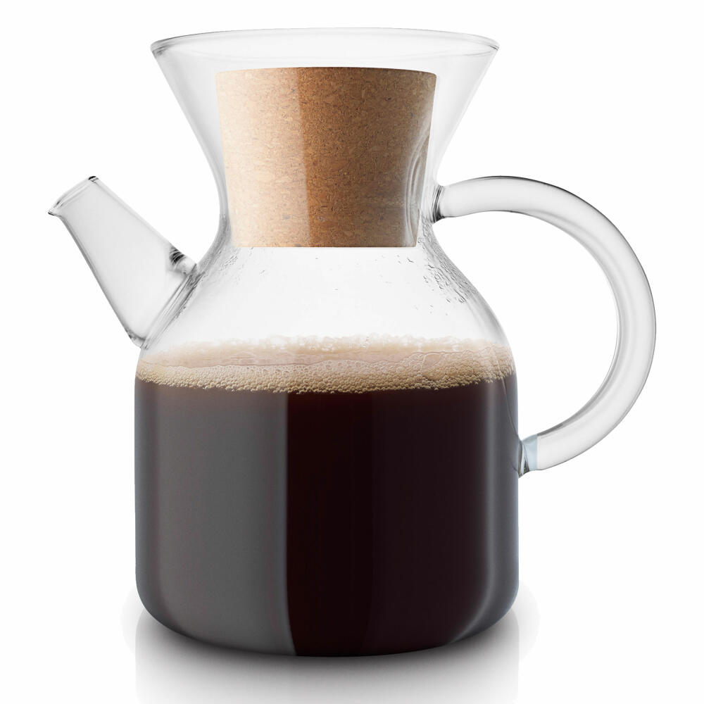 Eva Solo Pour-over Kaffeebereiter, Dauerfilter, Kaffeekanne, Borrosilikat-Glas/Kork/Edelstahl, Transparent, 1 L, 502710