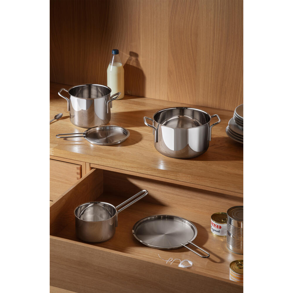 Eva Trio Stainless Steel Topf, Kochtopf, Induktionsgeeignet, Aluminium, Edelstahl, Polished Steel, 2.2 L, 302422