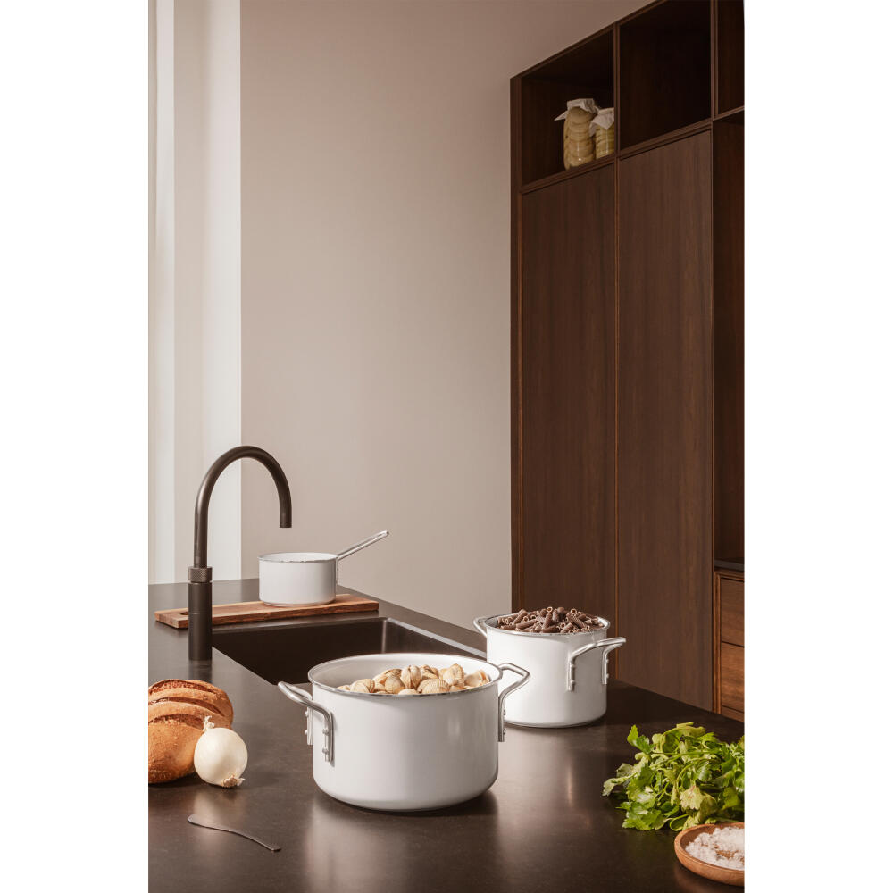 Eva Trio White Line Topf, Kochtopf, Aluminium, Edelstahl, Keramik Beschichtung, White, 3.8 L, 266638