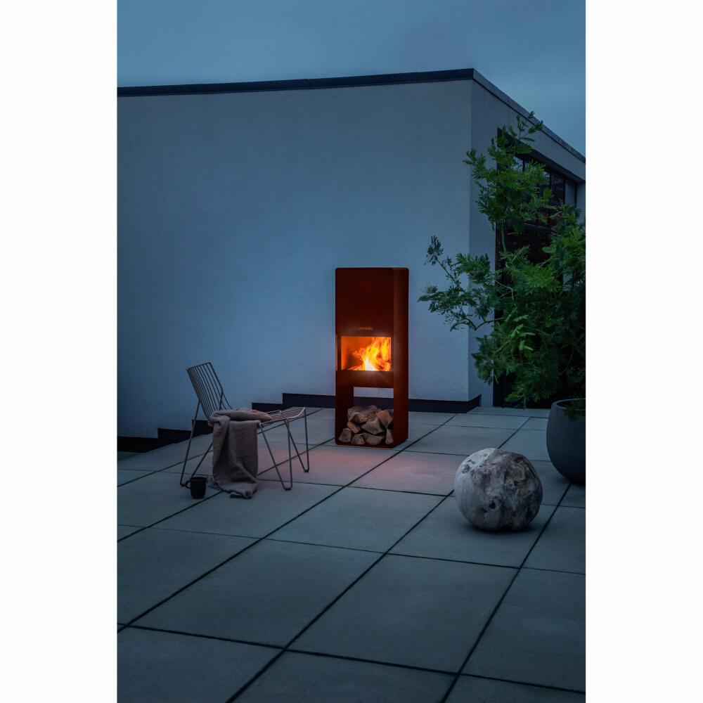 Eva Solo Firebox Gartenkamin, Feuerstelle, Outdoor Kamin, Cortenstahl, Rostbraun, H 125 cm, 571137