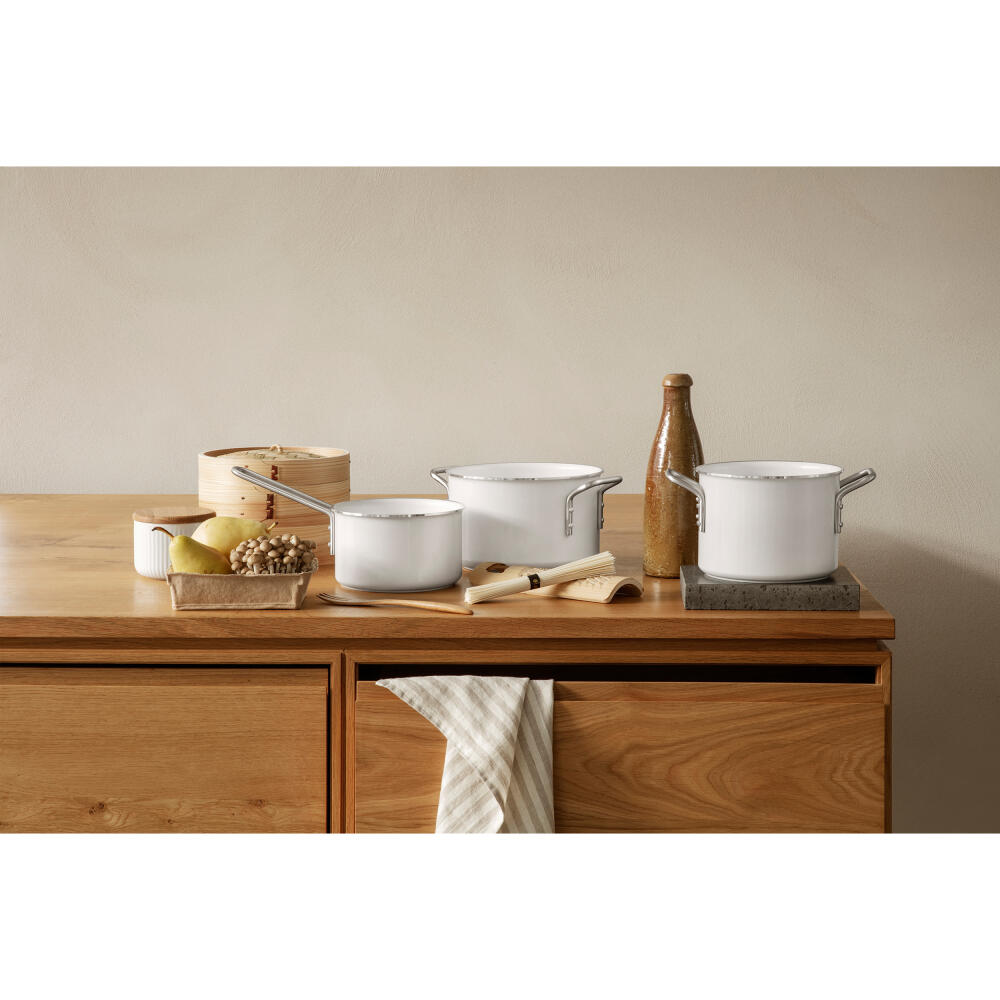 Eva Trio White Line Topf, Kochtopf, Aluminium, Edelstahl, Keramik Beschichtung, White, 1.8 L, 266625