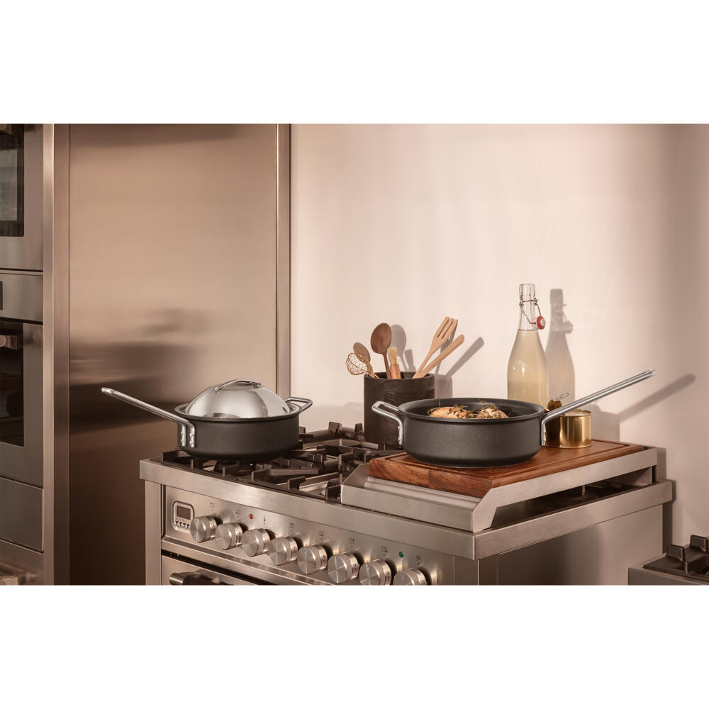 Eva Trio Professional Sauteuse, Kochtopf, Aluminium, Edelstahl, Keramik Beschichtung, Black, 24 cm, 204825