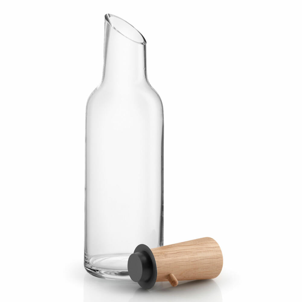 Eva Solo glass carafe with wooden stopper, carafe, water container, glass, oak wood, silicone, transparent, 1 L, 557474