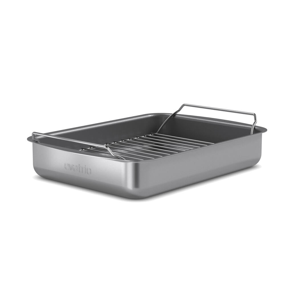 Eva Solo Roaster Professional with Rack, Aluminium, Stainless Steel, Ceramic Slip-Let Non-Stick Coating, Grey, 30 x 22 cm, 202035