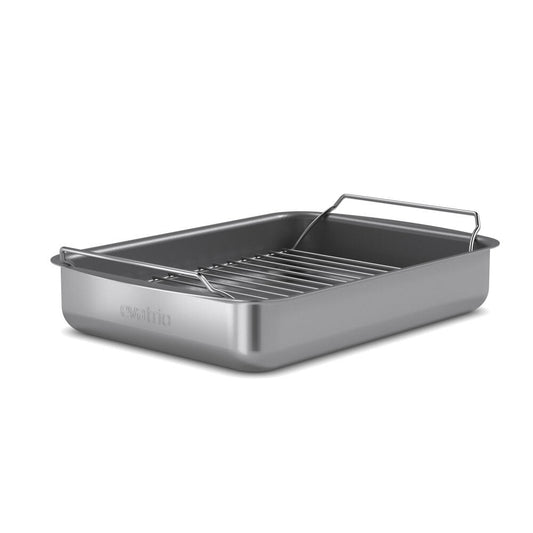 Eva Solo Roaster Professional with Rack, Aluminium, Stainless Steel, Ceramic Slip-Let Non-Stick Coating, Grey, 30 x 22 cm, 202035