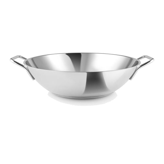 Eva Trio Stainless Steel Wok, Pfanne, Induktionsgeeignet, Aluminium, Edelstahl, Polished Steel, 5 L, 313050