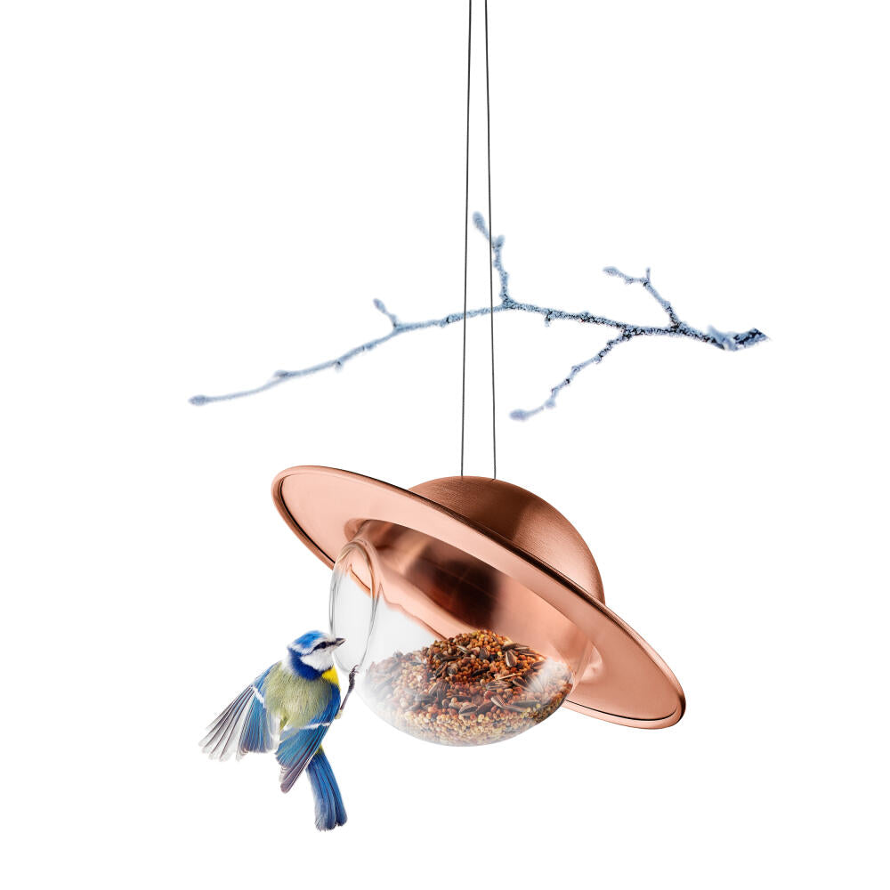 Eva Solo bird feeder ball Saturn, feeding container, feed dispenser, copper, steel wire, copper, 24 cm, 570902