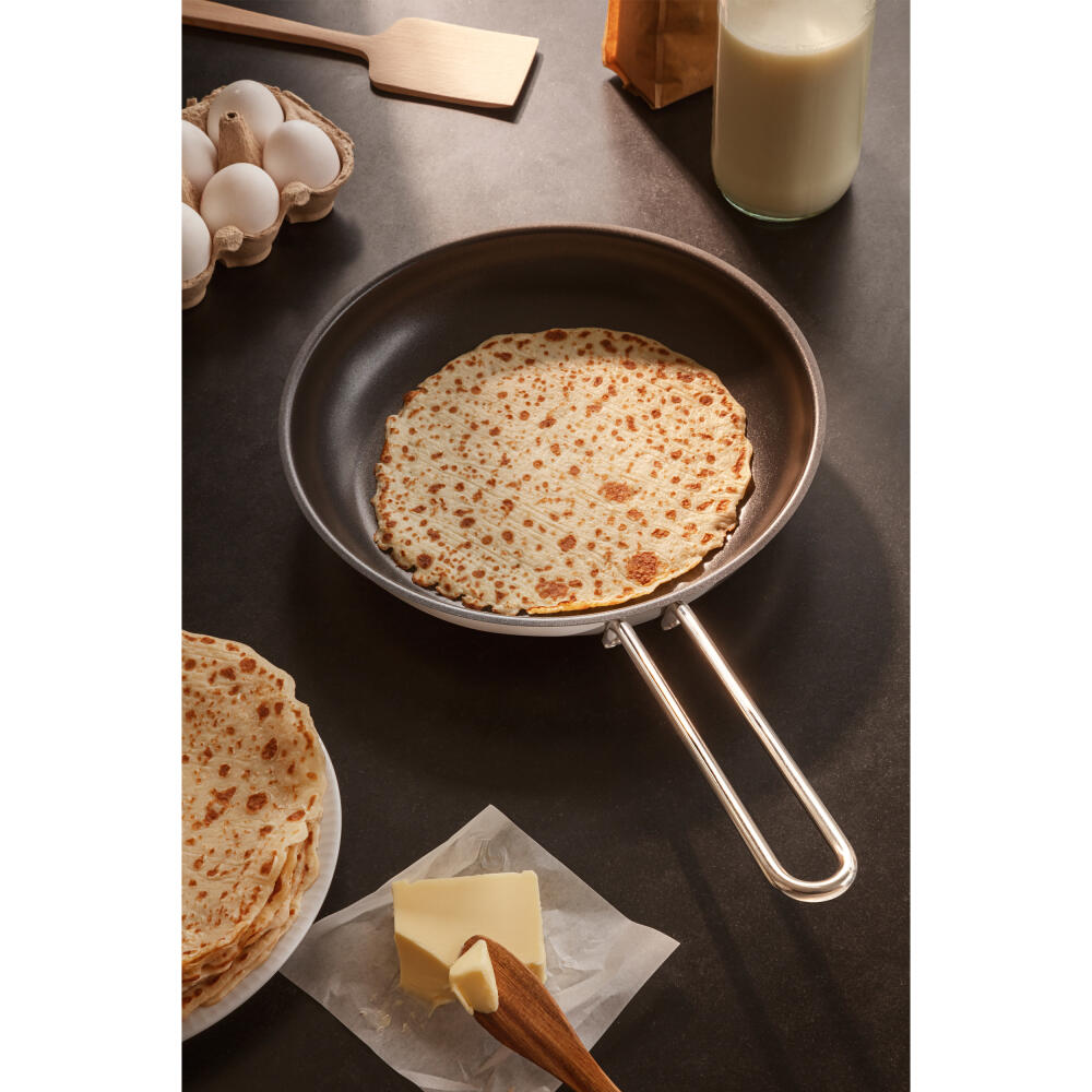 Eva Trio Stainless Steel Bratpfanne, Pfanne, Induktionsgeeignet, Aluminium, Edelstahl, Polished Steel, 28 cm, 302728