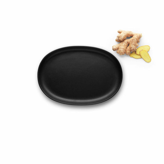 Eva Solo Nordic kitchen Teller Oval, Speiseteller, Servierteller, Servierplatte, Steinzeug, Black / Schwarz, 26 cm, 512701