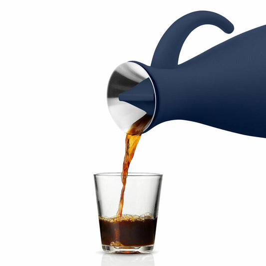 Eva Solo Isolierkanne, Kaffeekanne, Thermokanne, Teekanne, Glas/Kunststoff/Edelstahl, Navy Blau, 1 L, 502804
