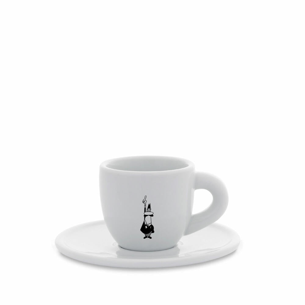 Bialetti Mokatasse Istituzionale, mit Untertasse, Moka Tasse, Espressotasse, Porzellan, 80 ml, Y0TZ097