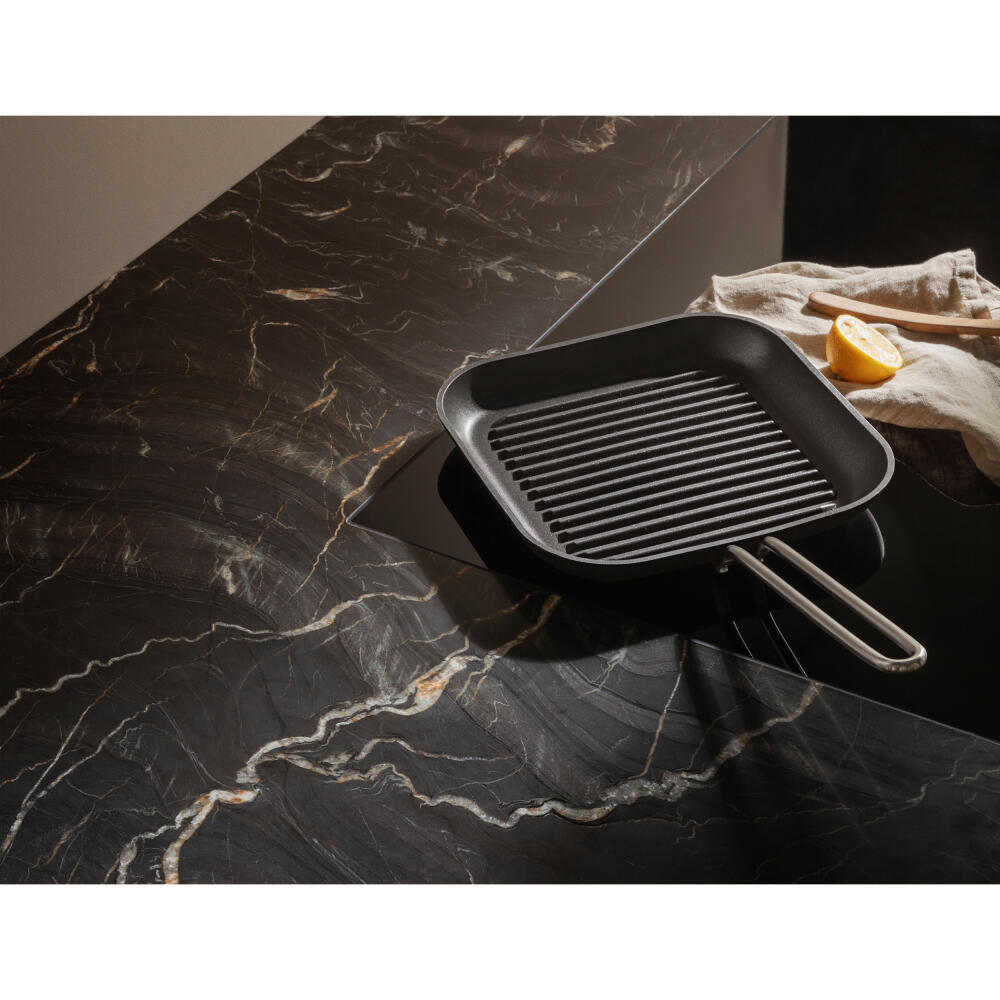 Eva Trio Professional Grillpfanne, Pfanne, Induktionsgeeignet, Aluminium, Edelstahl, Keramik Beschichtung, Black, 28 cm, 204836