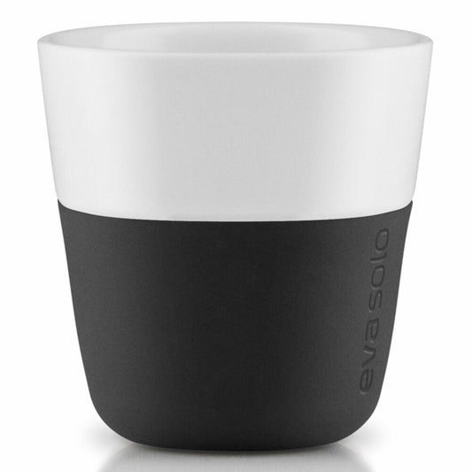 Eva Solo Espresso-Becher, Mocca, Kaffee, Espressotasse, Becher, Porzellan/Silikon, Schwarz, 80ml, 2er-Set, 501001