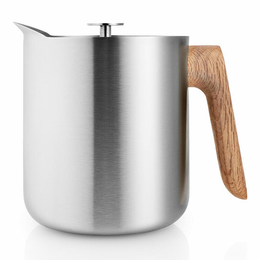 Eva Solo stamp teapot Nordic Kitchen, teapot, pot, stainless steel, oak wood, silicone, silver-colored, 1 L, 520432
