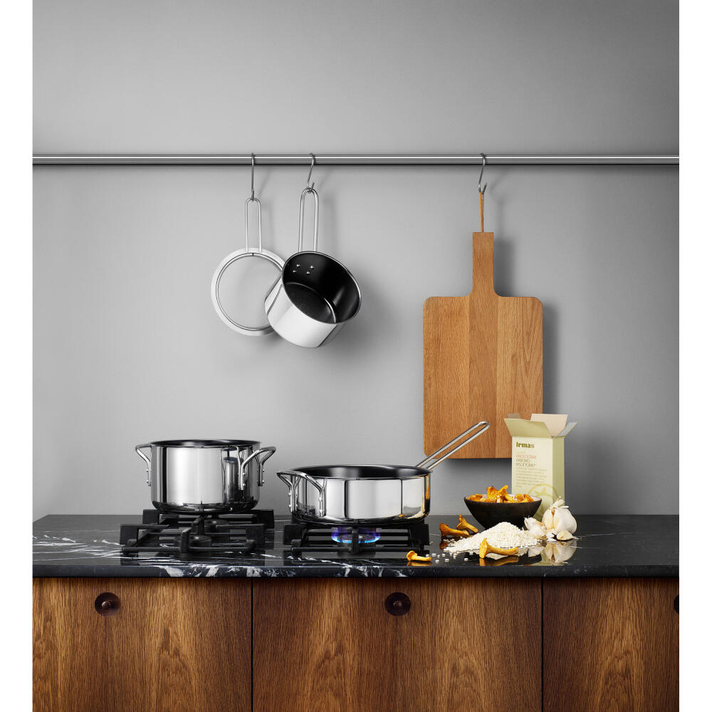 Eva Trio Stainless Steel Kasserolle, Kochtopf, Induktionsgeeignet, Aluminium, Edelstahl, Keramik Beschichtung, Polished Steel, 1.8 L, 312418