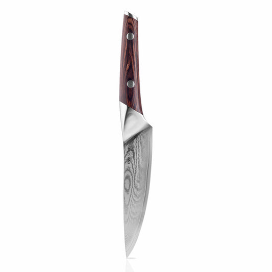 Eva Solo Nordic kitchen Gemüsemesser, Schneidmesser, Messer, Damaszener Stahl/Holz, Klingenlänge 13 cm, 515401