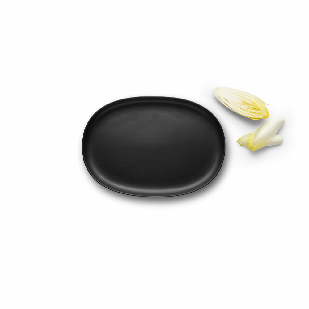 Eva Solo Nordic kitchen Servierplatte Oval, Servierteller, Platte, Steinzeug, Black / Schwarz, 36 cm, 512700