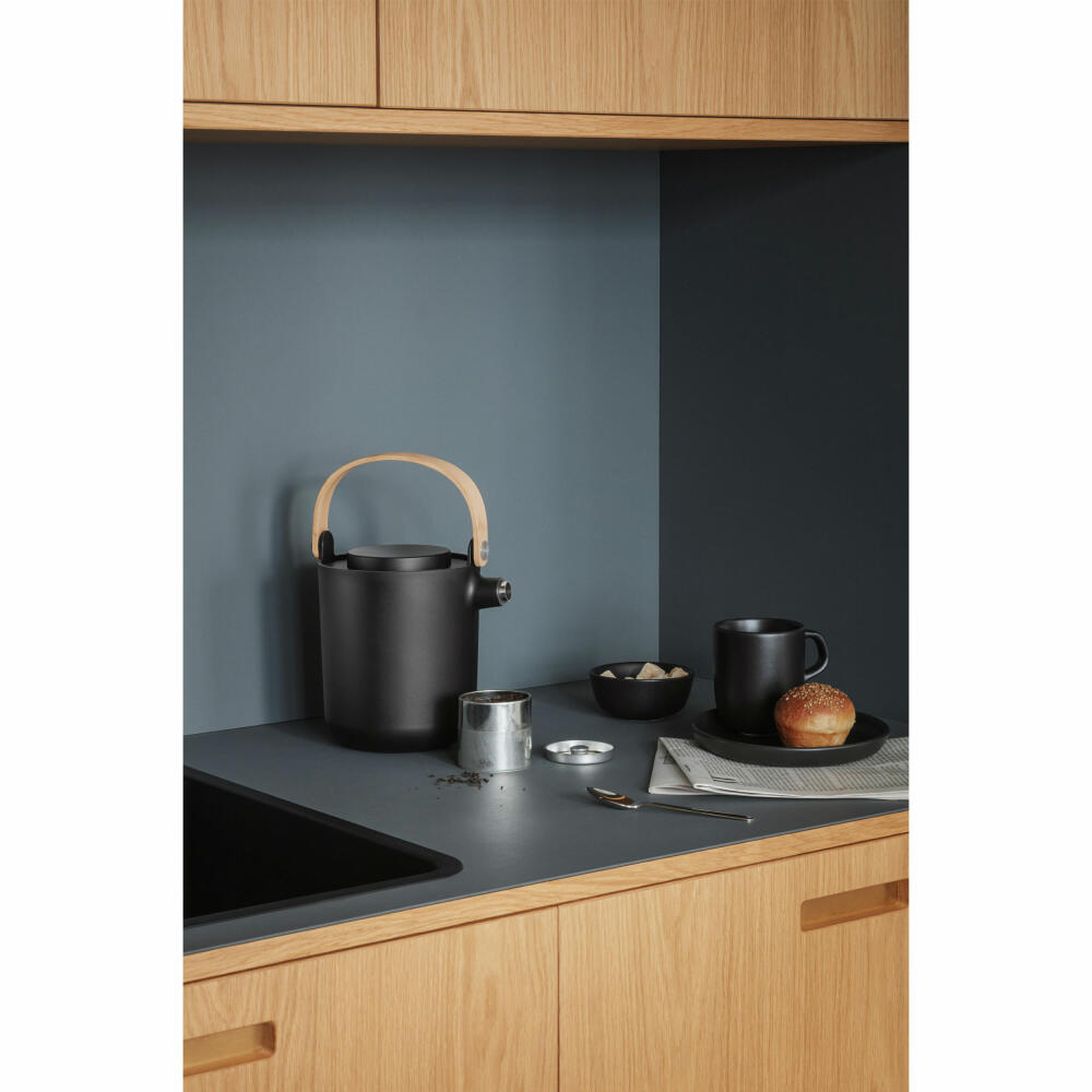 Eva Solo Tee-Thermokanne Nordic Kitchen, Isolierkanne, Edelstahl, Kunststoff, Black, 1 L, 520439