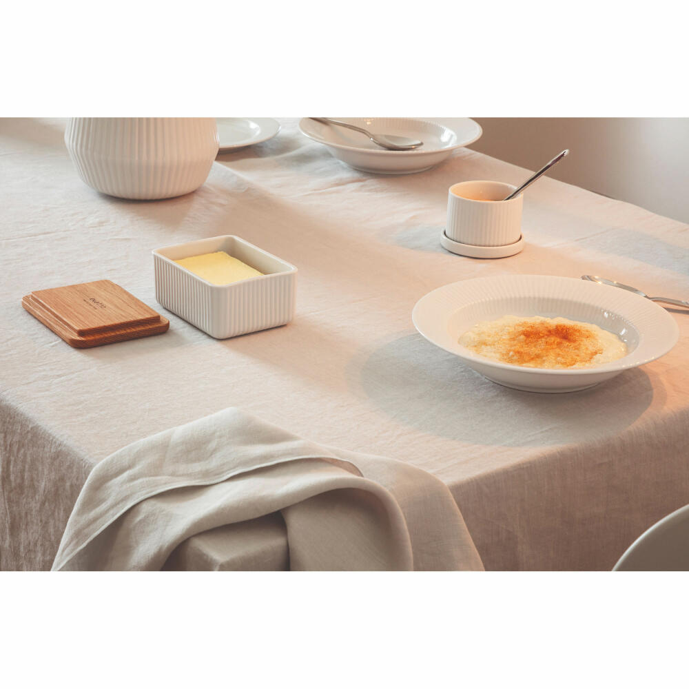 Eva Solo Butterdose Nova mit Deckel, Butterschale, Aufbewahrungsdose, Porzellan, Eichenholz, Weiß, 12 x 10 cm, 887236