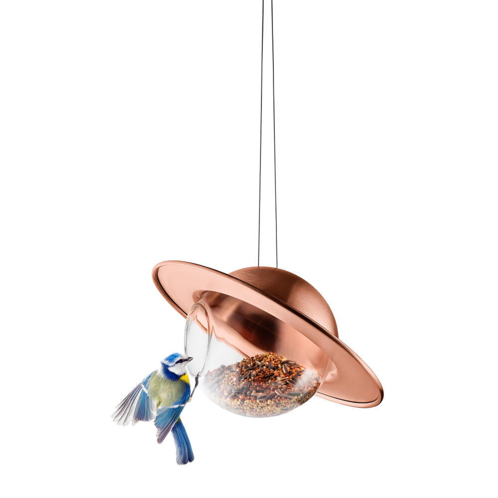 Eva Solo bird feeder ball Saturn, feeding container, feed dispenser, copper, steel wire, copper, 24 cm, 570902