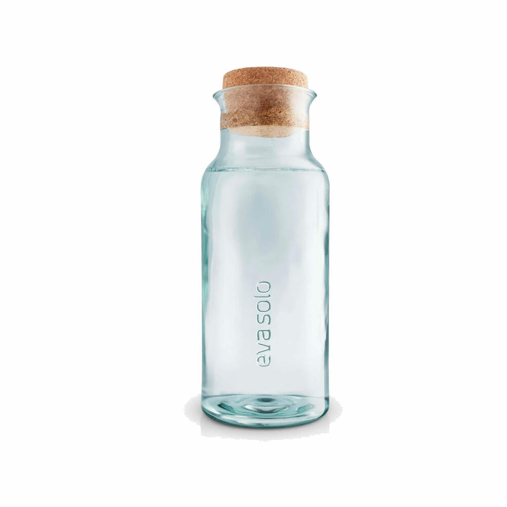 Eva Solo Recycled Karaffe, Glaskaraffe, Wasserkaraffe mit Korkdeckel, Recyclingglas, Kork, Transparent, 1 L, 541046