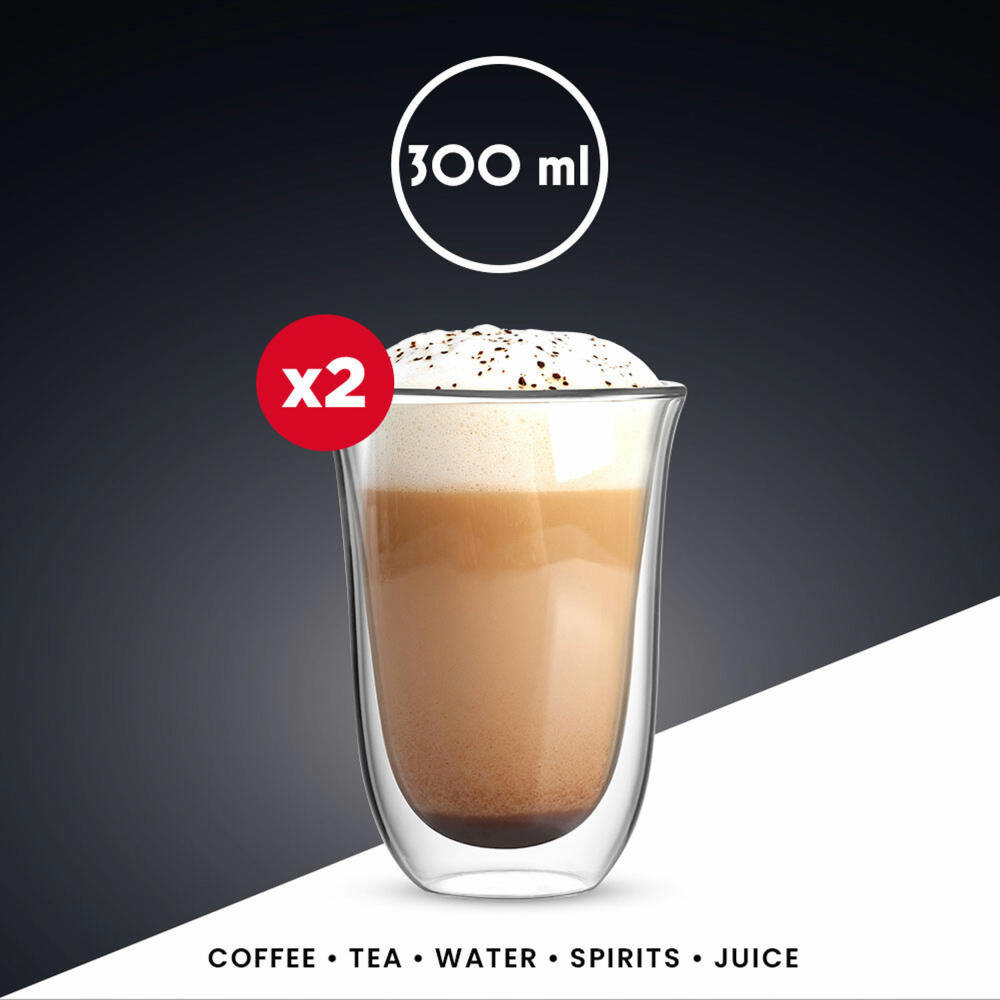 Bialetti Glasbecherset Firenze, 2er Set, Doppelwandig, Kaffeetasse, Becher, Tasse, 300 ml, DBW011