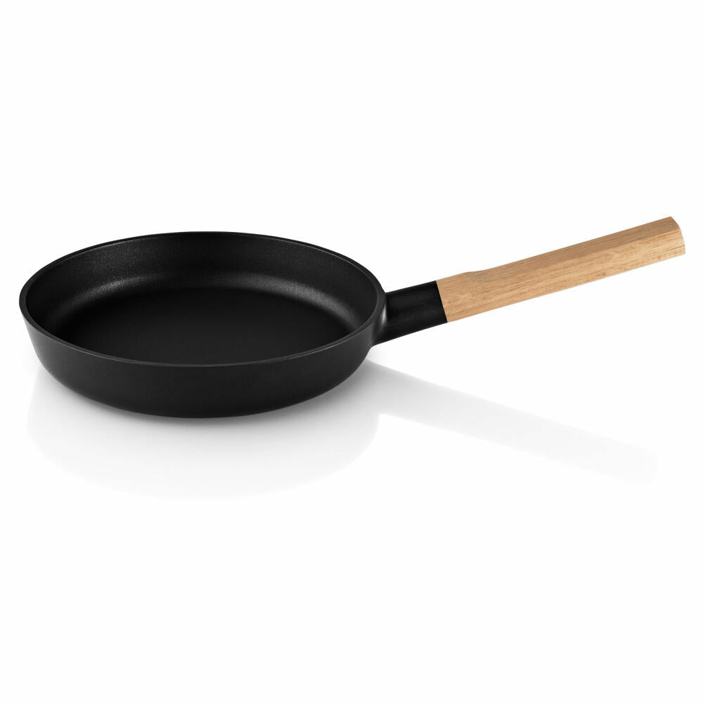Eva Solo Nordic kitchen Bratpfanne, Pfanne, Schmorpfanne, Gemüsepfanne, Steakfpanne, Fischpfanne, Kochen, Schwarz, Eiche/Aluminium, Ø 24 cm, 280324