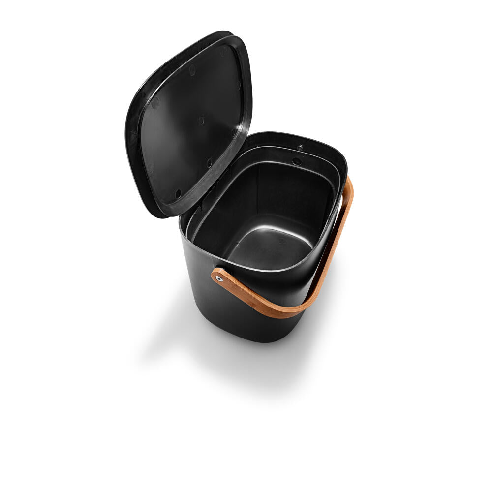 Eva Solo waste sorting container for 2 bags Reflect, double trash can, plastic, bamboo, black, 16 L, 537778